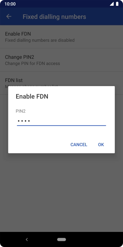 Key in your PIN2 and press OK. The default PIN2 is 0000.