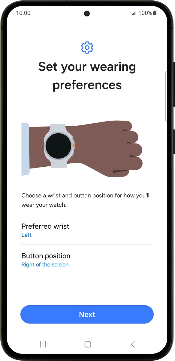 On your phone: Follow the instructions on the screen to select the required settings and press Next.