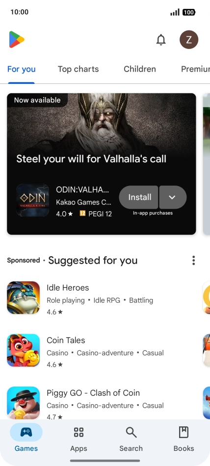 Press the profile icon.