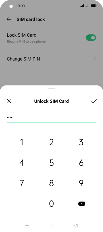 Key in your PIN and press the confirm icon. The default PIN is 1111.
