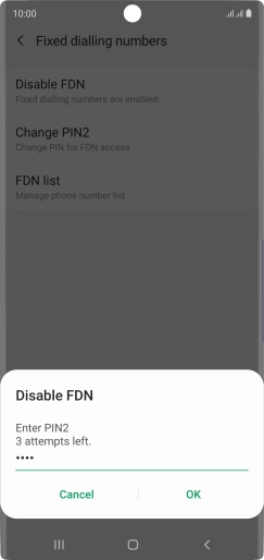 Key in your PIN2 and press OK. The default PIN2 is 0000.
