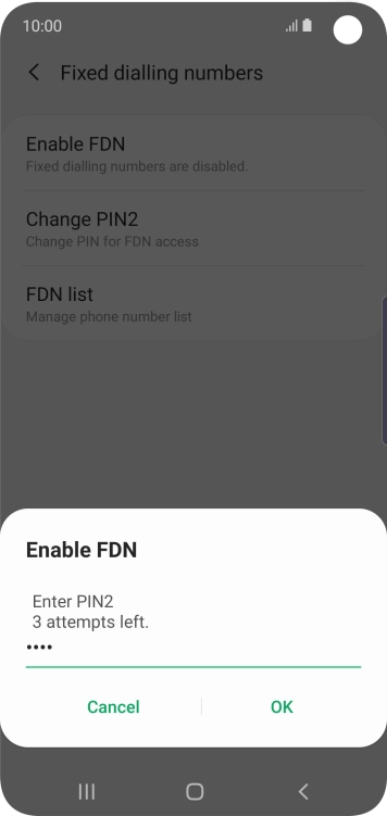 Key in your PIN2 and press OK. The default PIN2 is 0000.