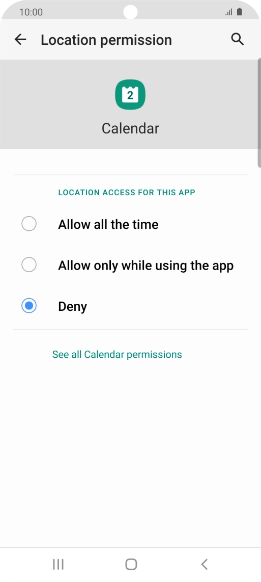 Press the required setting.