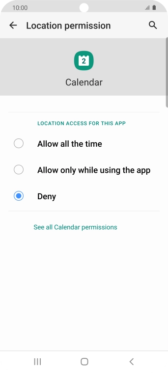 Press the required setting.
