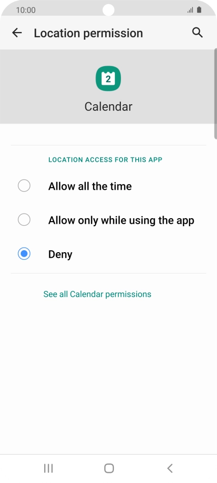 Press the required setting.