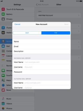 Press Host Name and key in the name of your email provider's incoming server.