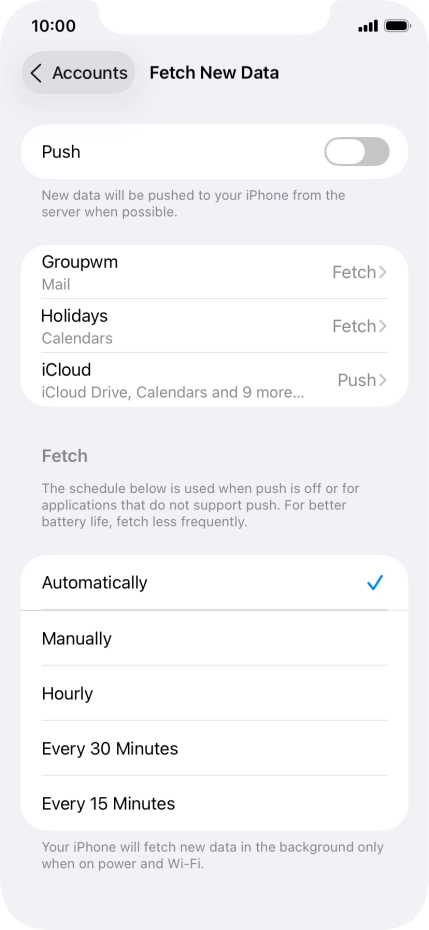 If you turn off the function, press the required setting.