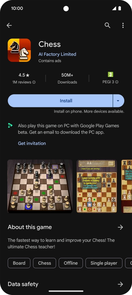 Press Install and follow the instructions on the screen to install the app.