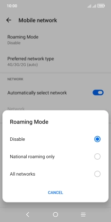 Press the required setting to turn the function on or off.
