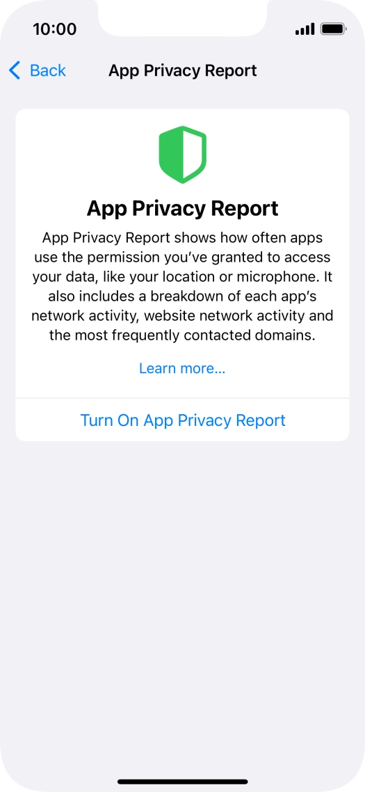 Press Turn On App Privacy Report to turn on the function.
