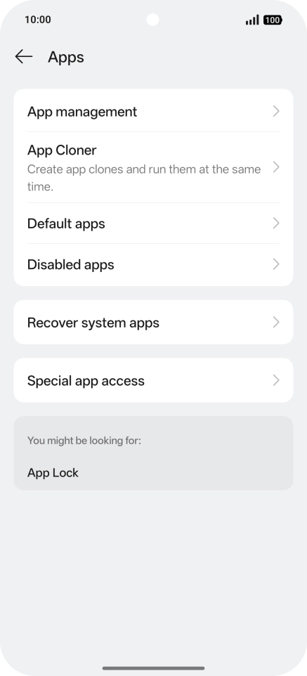 Press App management.