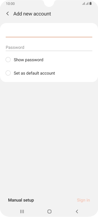 Press Password and key in the password for your email account.