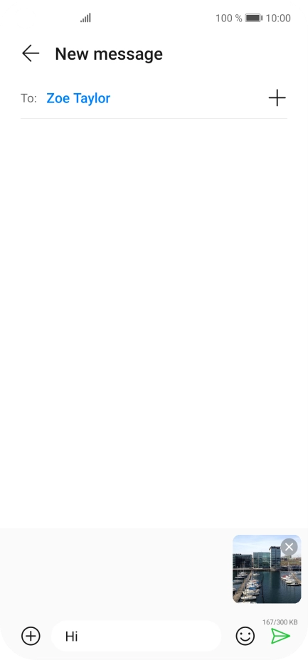 Press the send icon when you've finished your MMS.