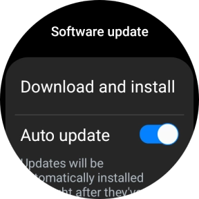 Press Download and install. If a new software version is available, it's displayed. Follow the instructions on the screen to update the smartwatch software.