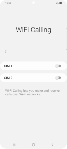 Press the indicator next to the required SIM to turn the function on or off.