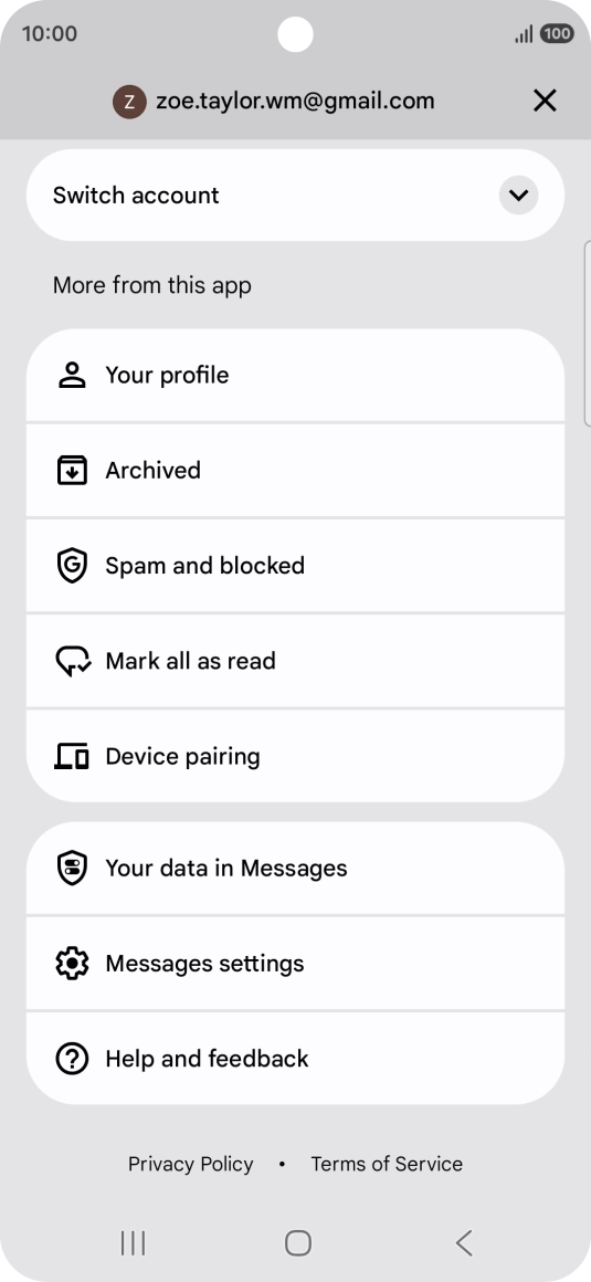 Press Messages settings.