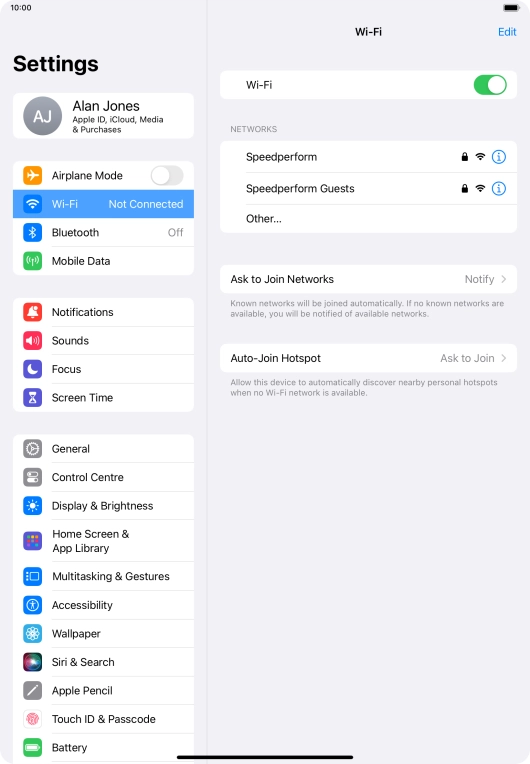 Press the required Wi-Fi network and key in the password for the Wi-Fi network.
