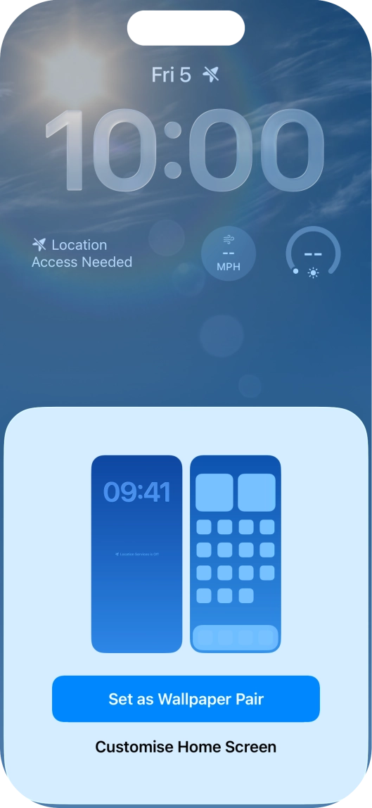 To use the same colour theme on the home screen, press Set as Wallpaper Pair.