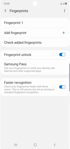 Press the indicators next to the required settings  to turn them on or off.