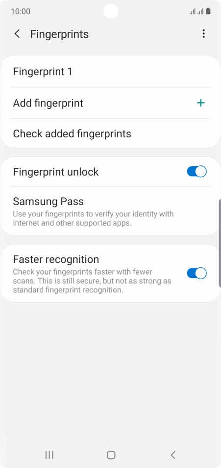 Press the indicators next to the required settings  to turn them on or off.