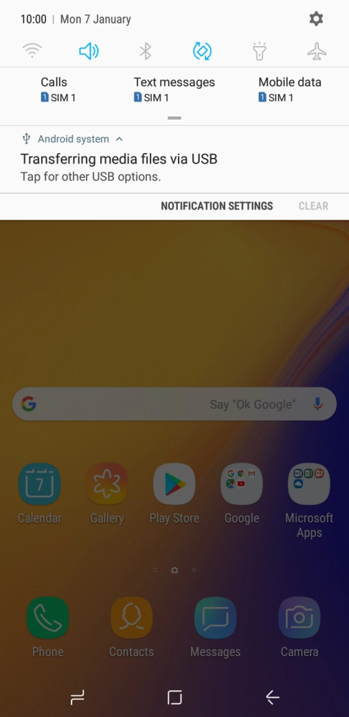Press Tap for other USB options..