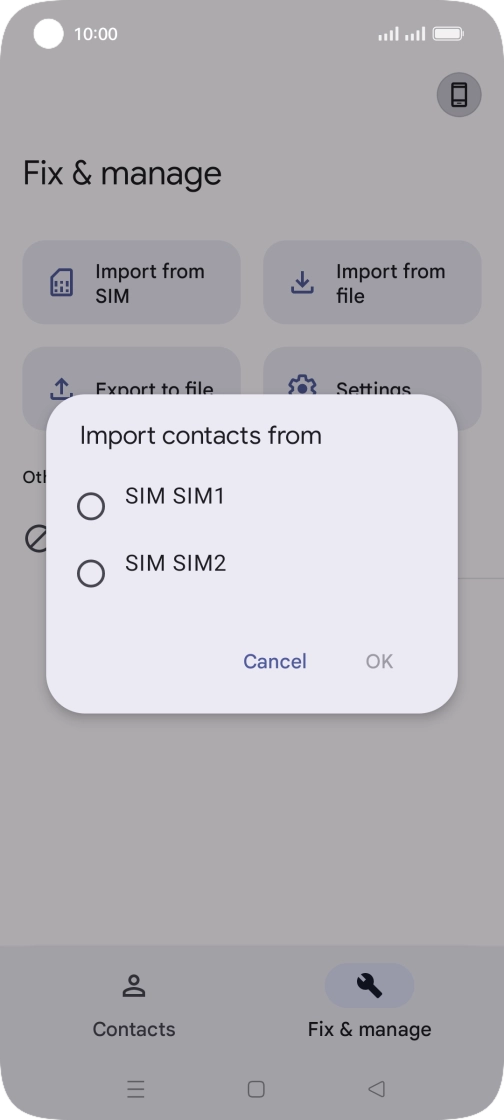 Press the required SIM.