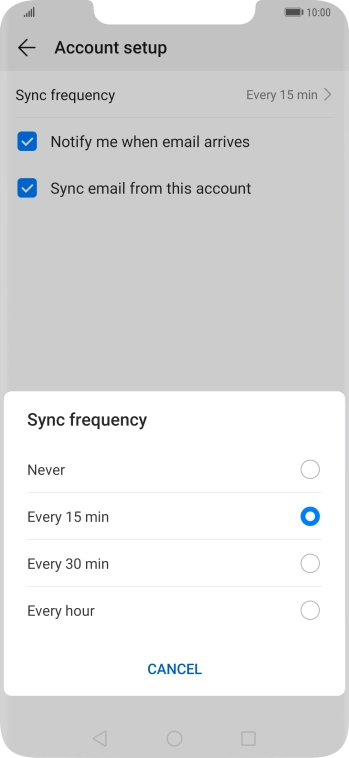Press the required setting.