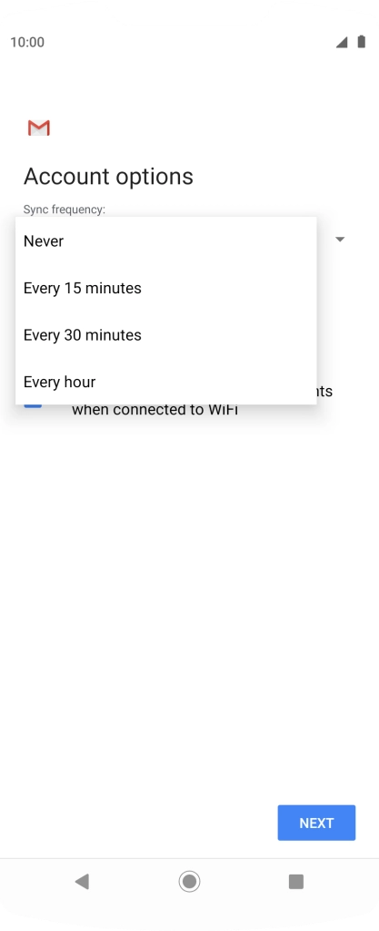 Press the required setting.