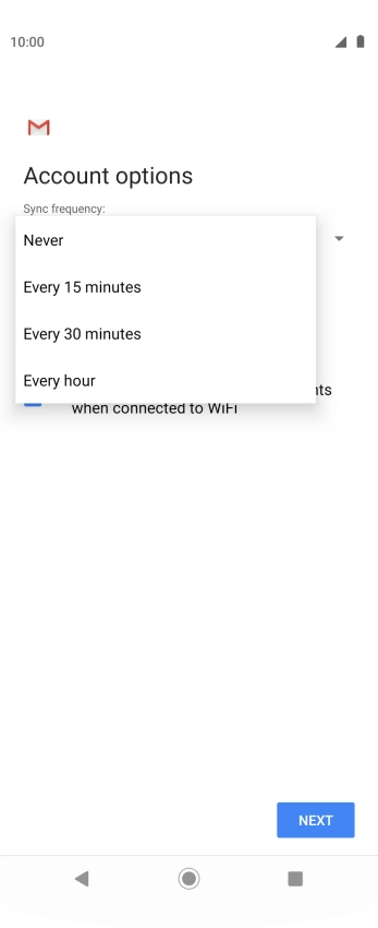 Press the required setting.