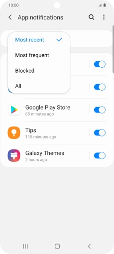 Press the required setting.