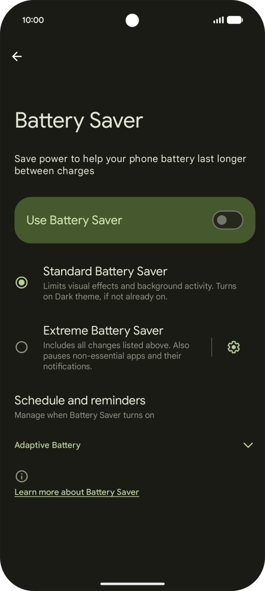 Press the required settings to turn them on or off.