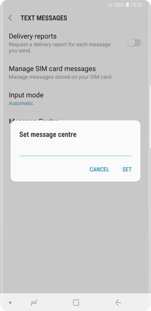 Key in +447958879879 and press SET.