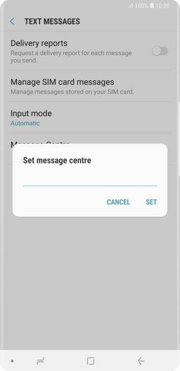 Key in +447958879879 and press SET.