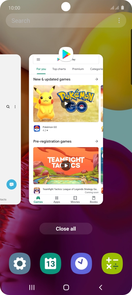 To end one running application, slide your finger upwards on the required application.