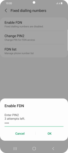 Key in your PIN2 and press OK. The default PIN2 is 0000.