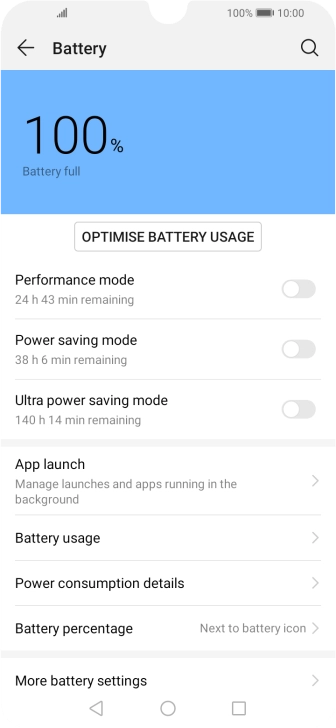 Press the indicator next to the required setting to turn on the function.