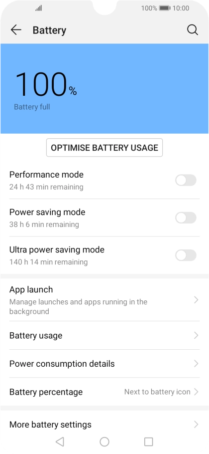 Press the indicator next to the required setting to turn on the function.