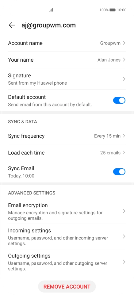 Press Account name and key in the required name.