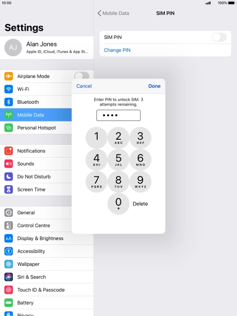 Key in your PIN and press Done. The default PIN is 1111.