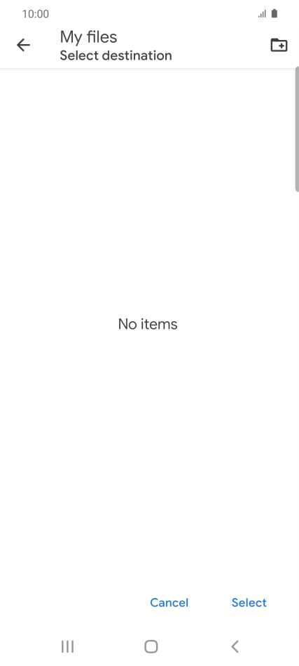 To create a new folder, press the new folder icon and follow the instructions on the screen to create a new folder.