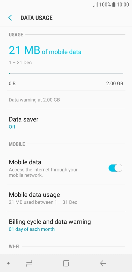 The total data usage is displayed.