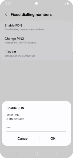 Key in your PIN2 and press OK. The default PIN2 is 0000.