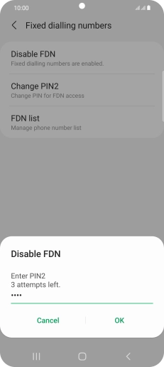 Key in your PIN2 and press OK. The default PIN2 is 0000.
