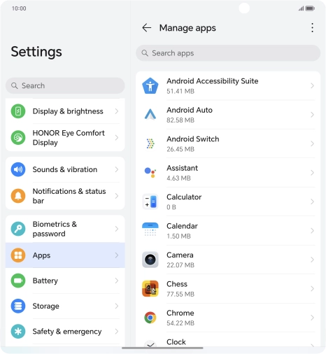 Press the required app.