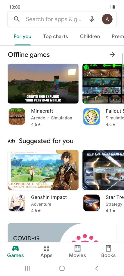 Press the search field.