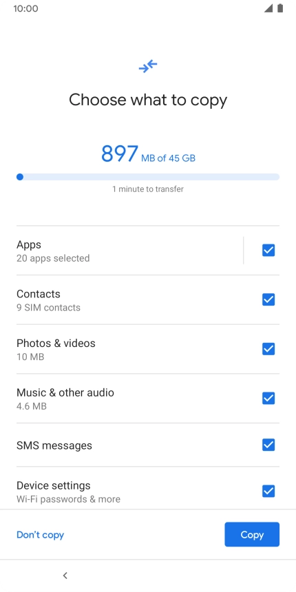 Press the fields next to the required data types.