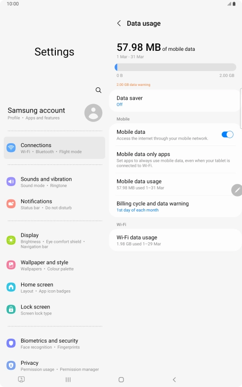 The total data usage is displayed.