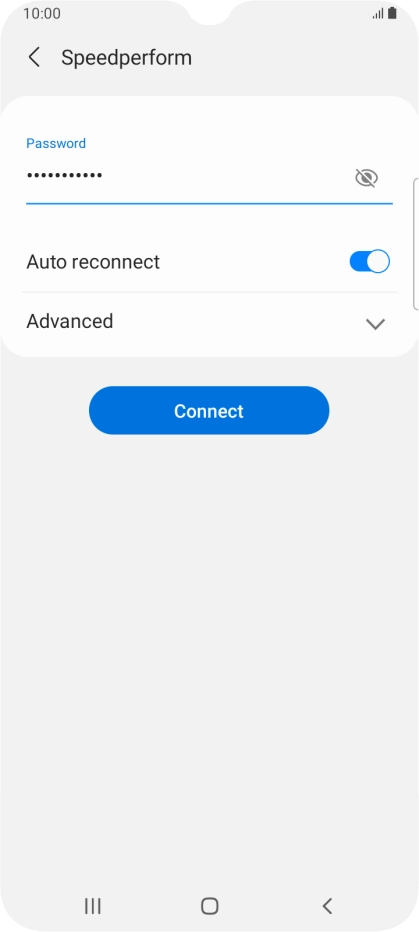 Key in the password for the Wi-Fi network and press Connect.