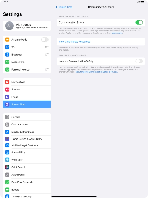 Press the indicator next to 