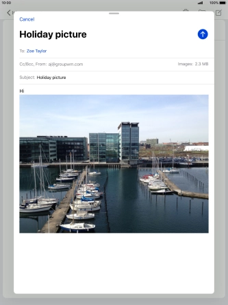 Press the send icon when you've finished your email.
